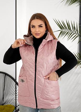 Двусторонний весенний жилет на молнии с карманами