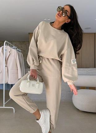 Стильный костюмчик в трендовых цветах 😍 брюки и кофта, пудра, фисташка, черный, беж, меланж. s,m,l,xl,xxl,xxxl