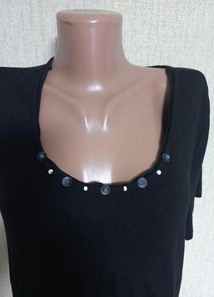 Чёрная длинная футболка туника вискоза + эластан