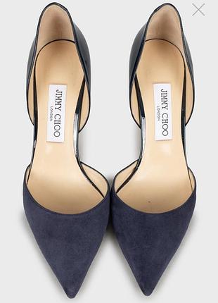 Туфлі jimmy choo оригінал човники на підборах лодочки темно сині замшеві