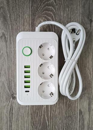 Сетевой фильтр, удлинитель на 3 розетки, 2 м, 2500 вт