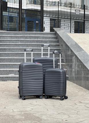 С 8510 сірий полипропилен marsel маленький чемодан дорожный s на колесах 4 колеса ручная кладь