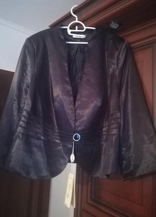 Праздничный пиджак атласный черный нарядный3 фото