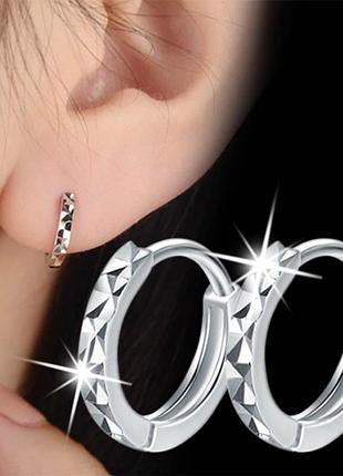 Серьги грани серебро 925 покрытие сережки