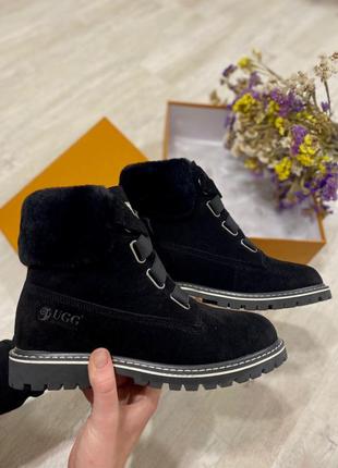 Женские чёрные угги ugg boot fur black