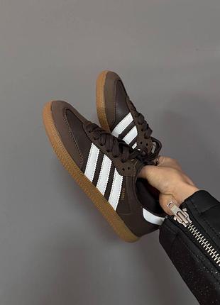 Жіночі кросівки adidas samba brown / white