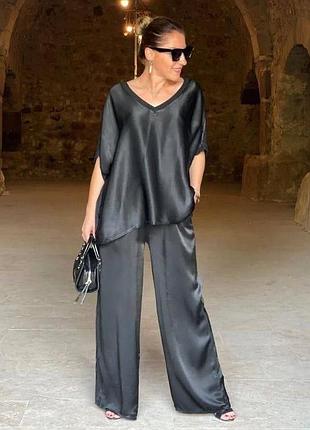 Женский костюм блуза и брючины палаццо