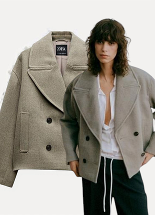 Zara двухбортное полупальто пальто укороченное р.s-m,m-l