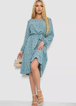 Сукня в квітковий принт жатка колір оливка