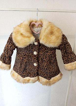 Шубка с мехом детская лео принт