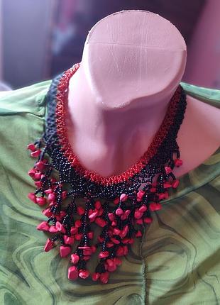 Ожерелье этно с кораллом