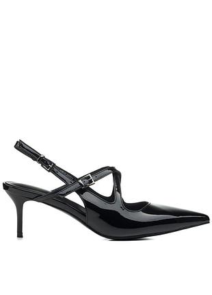 Босоножки женские черные с острым носиком 1478л