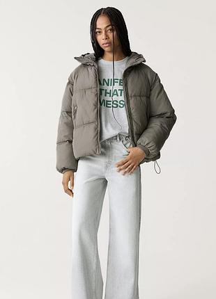 Куртка короткая женская pull&bear m светло-оливковая (12346010)