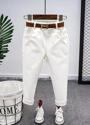 Стильні котонові штанці для хлопчика колір білий