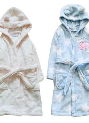 George 2-3 рок, 92-98 зріст. махровий, натуральний халат 100% cotton, ніжно-рожевий з вушками на кап