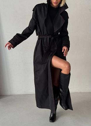 Тренч з котону на атласній підкладці