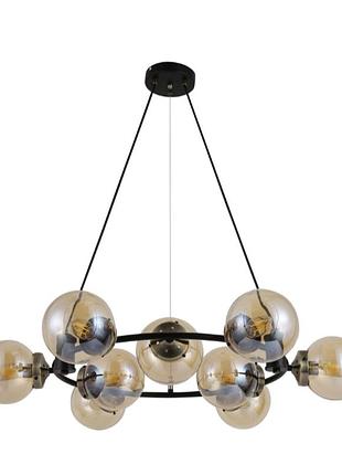 Люстра подвесная 74405/9 antique brass + matte black на 9 плафонов