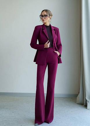 Костюм брючный деловой премиум качество пиджака на подкладе брюки клеш 🍒