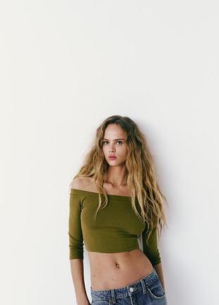 Топ, топік рубчик топ в рубчик zara з відкритими плечима топ с открытыми плечами