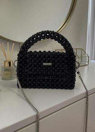 Черная сумка из бусин | сумка из жемчужин