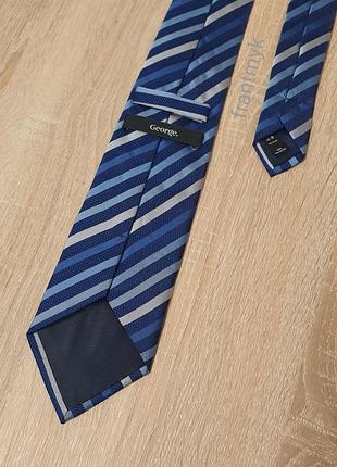 George - галстук standard - синяя в голубую и серую полоску - 0824 британского бренда мужская - fкst