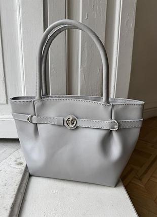 Шкіряна сіра сумка