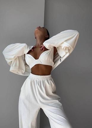 Новинка🖤  костюм тройка (топ+кофта+брюки) ✨