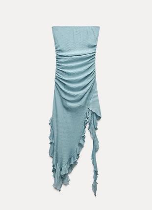 Плиссированное платье с воланами zara