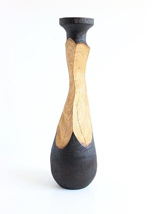 Ваза для сухоцветов из дуба ручной работы, диаметр 15 см, высота 53 см (1844)