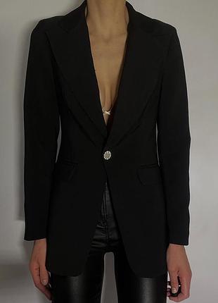 Черный классический приталенный жакет пиджак с золотыми пуговицами asos zara h&m mango bershka stradivarius shein oh polly винтаж бирж