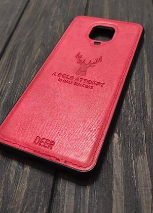 Чехол deer для xiaomi redmi note 9 pro бампер накладка красный