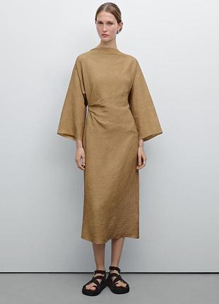 Льняное платье massimo dutti