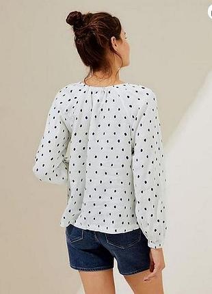 Лляна блуза в горох marks & spencer льон4 фото
