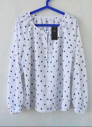 Лляна блуза в горох marks & spencer льон5 фото
