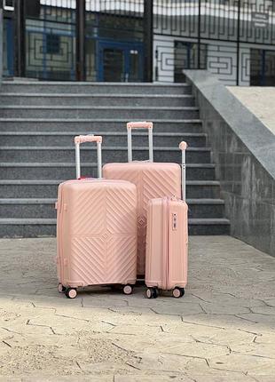 М 8530 пудра средний дорожный чемодан marsel m на 4 колесах, 75 л, полипропилен