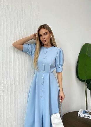 Женское весеннее платье миди с пуговицами - жемчужинами4 фото