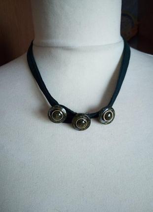 Чокер хендмейд винтаж текстиль пуговицы-украшение на шею