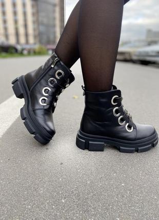 Ботинки женские mioli 484/1 чёрные (зима кожа натуральная )2 фото