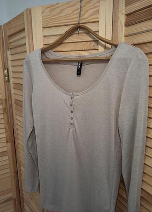 Лонгслив бежевый нюдовый простой хб