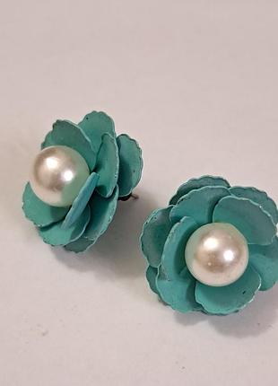 Сережки пусети метал, вставка пластик