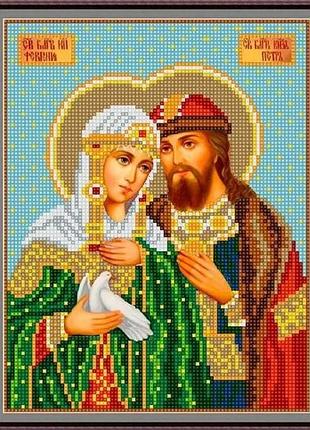 Схема для вишивання бісером святі петро та февронія (покровителі подружжя) 13 х 17 повна зашивка