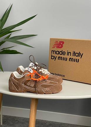 Шикарные женские кроссовки new balance x miu miu 530 brown