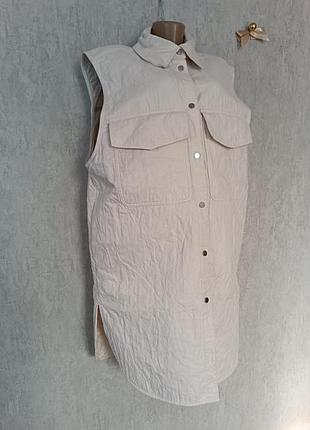 Жилет длинный пальто стеганный замш xxl