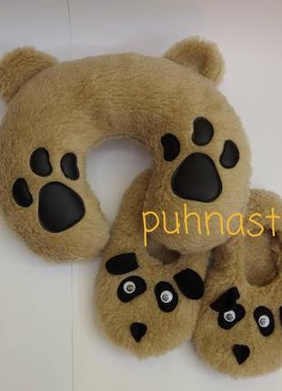 Тапочки из овчины + подушка под шею, идея подарка :)