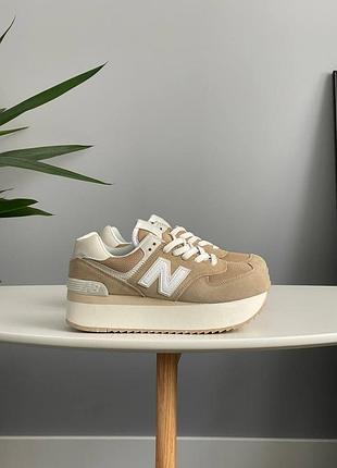 Шикарні жіночі кросівки на платформі new balance 574 brown