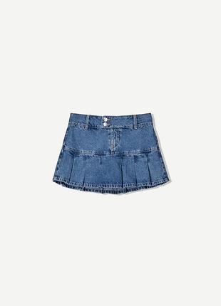 Джинсовая юбка с бантовыми складками bershka 3