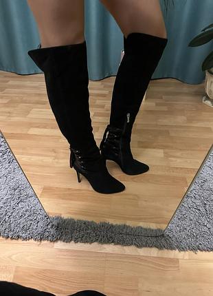 Замшевые высокие ботфорты glosi, 37