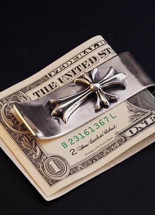 Затискач chrome hearts sterling silver cross money clip — цена