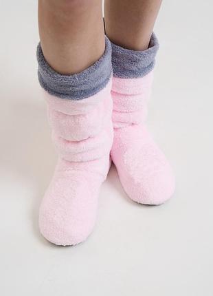 Махровые  розовые тапочки - сапожки   для дома  nicoletta (нове)