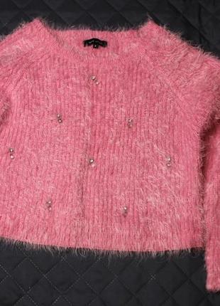 Стильный женский розовый свитер new look с украшениями нью лук